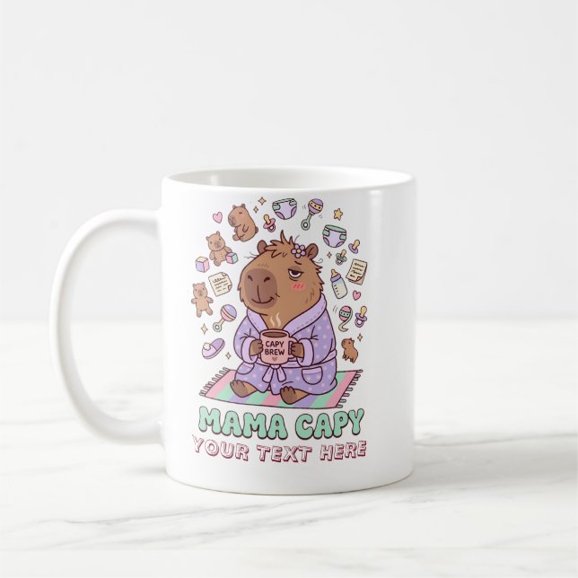 Caneca De Café Mamãe Engraçada Capivara Presente do Dia das Mães  (Esquerda)