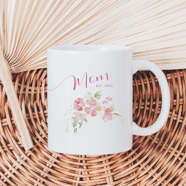 Caneca De Café Mamãe Estabeleceu Água Floral Rosa Esbranquiçada