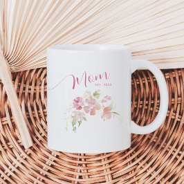 Caneca De Café Mamãe Estabeleceu Água Floral Rosa Esbranquiçada