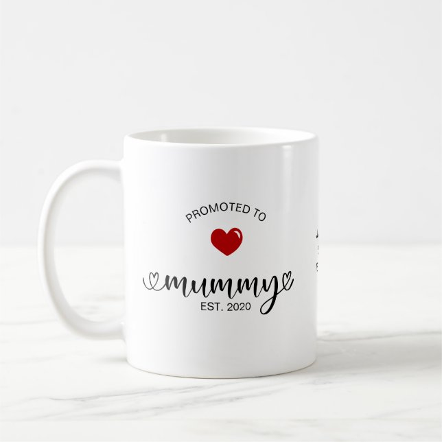 Caneca De Café Mamãe Estabelecida Promovida a Mamãe (Esquerda)