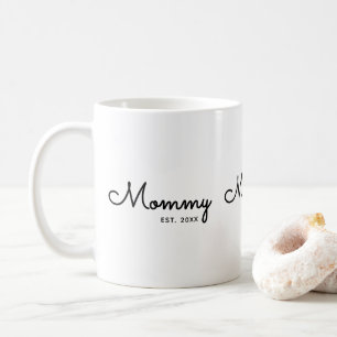 Caneca De Café Mamãe Estabelecida Script Preto Mínimo