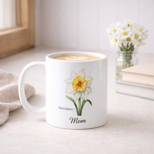 Caneca De Café Mamãe Flor de Nascimento de Dezembro Narciso