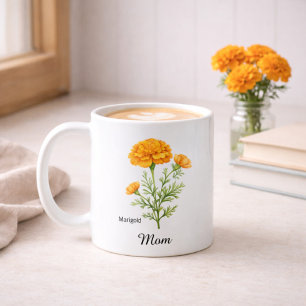 Caneca De Café Mamãe Flor de Nascimento de Outubro Calêndula