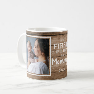 Caneca De Café Mamãe Fotográfica Personalizada 2 Primeira Madeira
