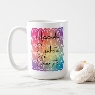Caneca De Café Mamãe Moderna Colorida Mãe Crianças Personalizadas
