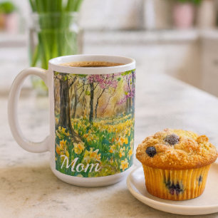 Caneca De Café Mamãe Narcisos em Flor na Primavera