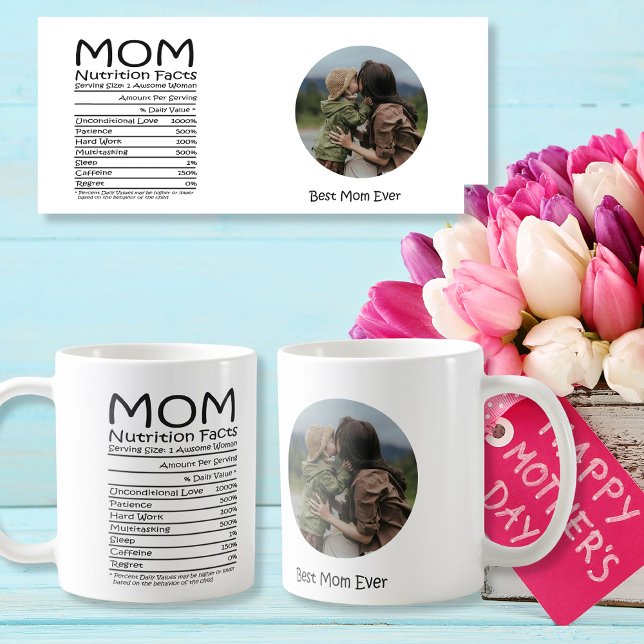 Caneca De Café Mamãe Nutrição Fatos Melhor Mãe já personalizável (Mom Nutrition facts Best Mom ever customizable Coffee Mug)