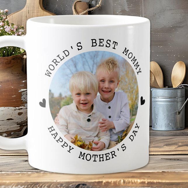 Caneca De Café Mamãe Personalizada de 2 Fotografias de Dia de as  (Criador carregado)