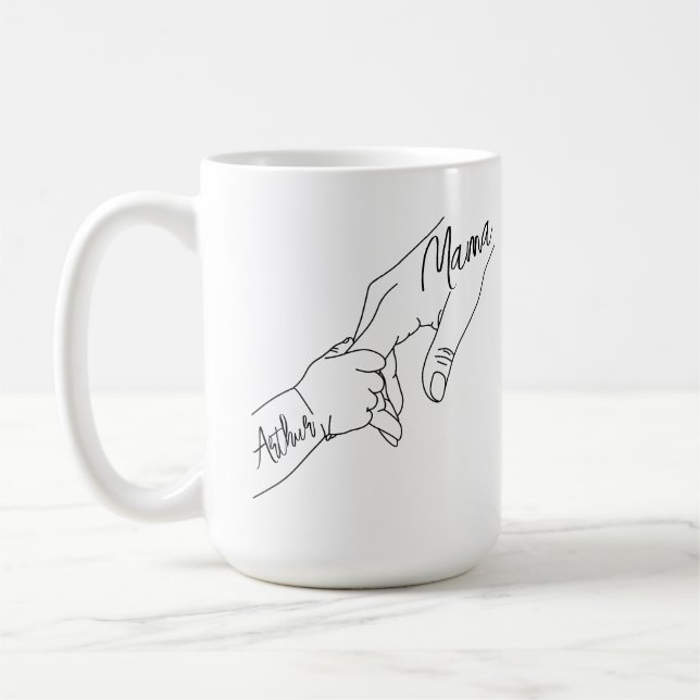 Caneca De Café Mamãe Personalizada e Crianças de mãos dadas (Esquerda)