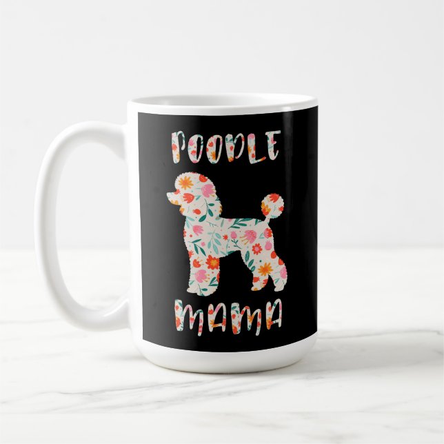 Caneca De Café Mamãe Poodle Floral Amante de Cachorro (Esquerda)