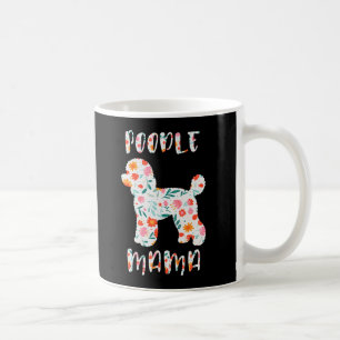 Caneca De Café Mamãe Poodle Floral Amante de Cachorro