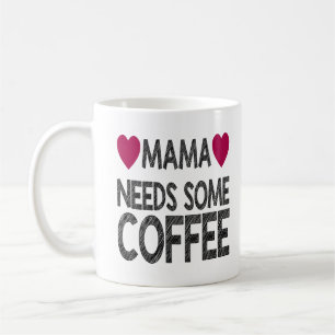 Caneca De Café Mamãe precisa de café com efeito de giz e coraç
