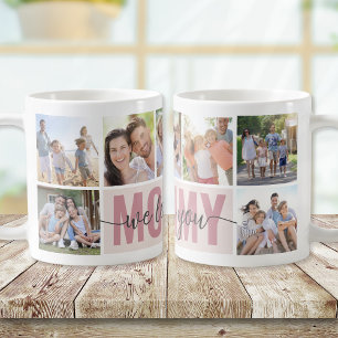Caneca De Café Mamãe Que Te Ama Foto Colagem Rosa 7 Fotografias