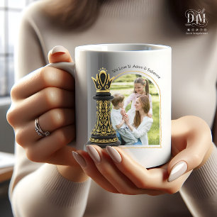 Caneca De Café MAMÃE Rainha da minha vida, Roteiro Dourado Xadrez