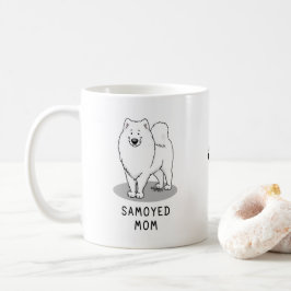 Caneca De Café Mamãe Samoyed (branca) Cachorro Bonito