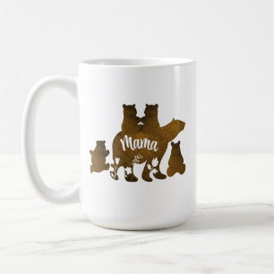 Caneca De Café Mamãe Ursa com 4 Cubs Mãe de Quatro Crianças Prese