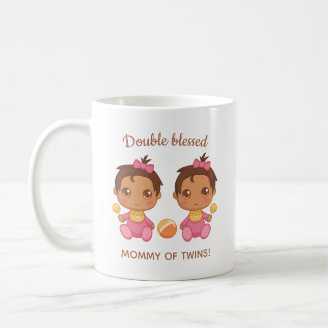 Caneca De Café Mamães de Gêmeas Meninas (Esquerda)