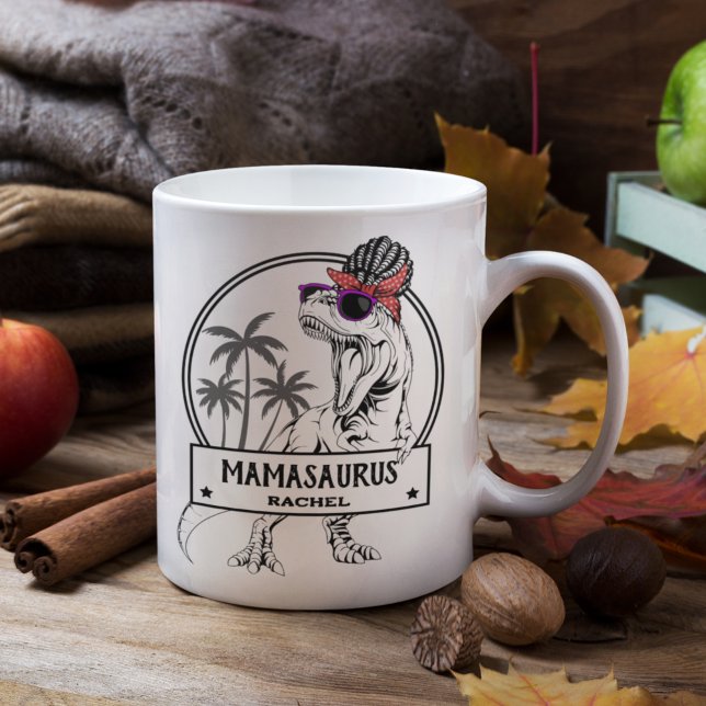 Caneca De Café Mamasaurus Mãe T rex Dino Engraçado Nome Personali (Criador carregado)