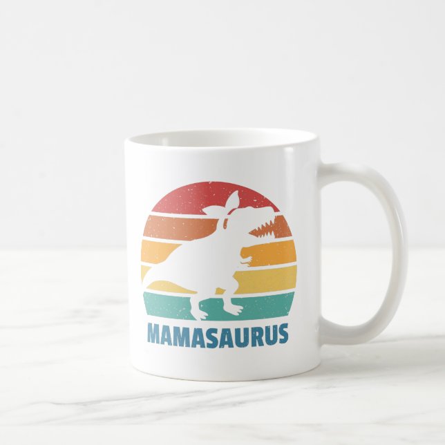 Caneca De Café Mamasaurus Mamãe Dinossauro Dia das Mães Engraçado (Direita)