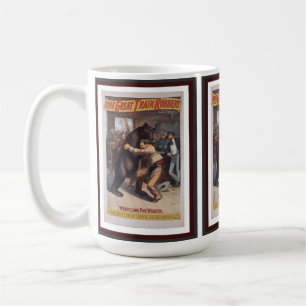 Caneca De Café Man Wrestles Bear - Vintage Lithograph Mug