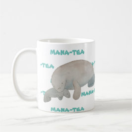 Caneca De Café Mana-tea Funny Pun Manatee