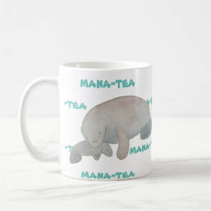 Caneca De Café Mana-tea Funny Pun Manatee
