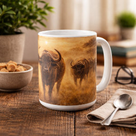 Caneca De Café Manada de Búfalos Africanos Força & Unidade Arte d