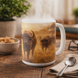 Caneca De Café Manada de Búfalos Africanos Força & Unidade Arte d