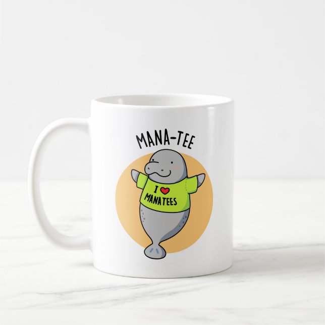 Caneca De Café Manatee Funny Animal Pun (Esquerda)