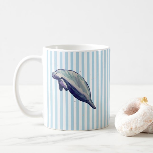 Caneca De Café Manatee Painting Stripe Primaveras da Flórida (Com Donut)