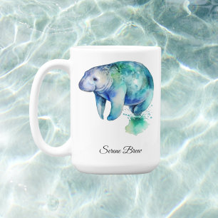 Caneca De Café Manatee Sussurro Oceânico, personalizado