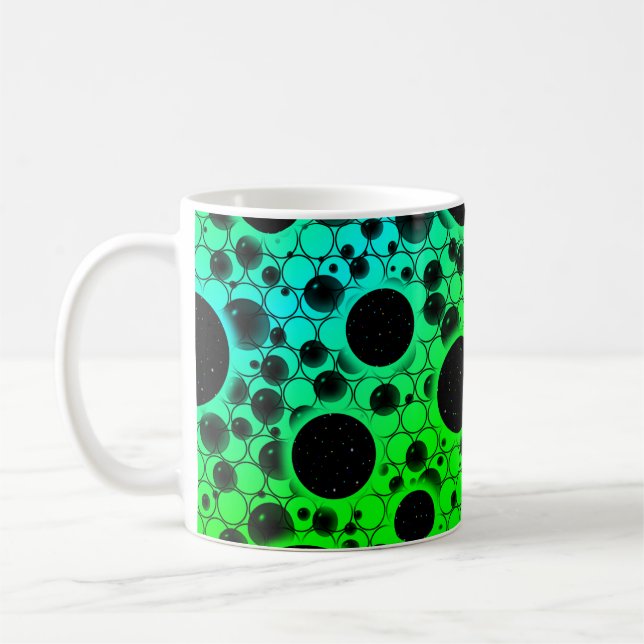 Caneca De Café Manchas de Bolha Espacial - Verde/Ciano (Esquerda)