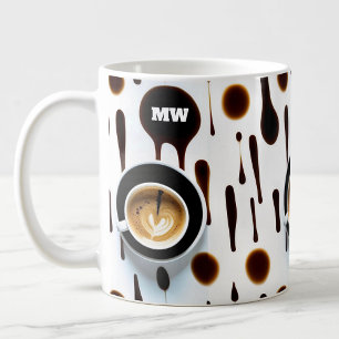 Caneca De Café Manchas modernas de café e imagem com iniciais