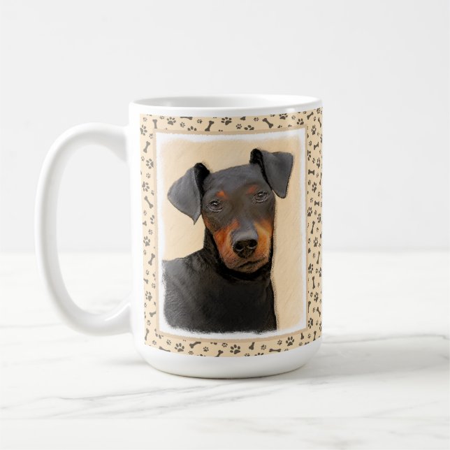 Caneca De Café Manchester Terrier Pintura Original (Esquerda)