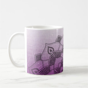 Caneca De Café Mandala Abstrato Zen Roxo