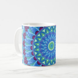 Caneca De Café Mandala Azul Boho Cerâmica Sonhos da Meia-Noite