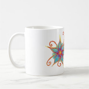 Caneca De Café Mandala azul da flor personalizada