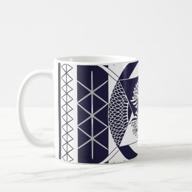 Caneca de Café Mandala Azul Marinho (Esquerda)