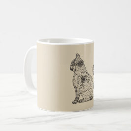 Caneca De Café Mandala Cat White 325 ml Clássica