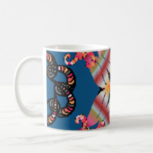 Caneca De Café Mandala colorido sobre fundo amarelo. Convite