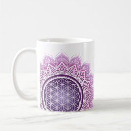 Caneca De Café Mandala consciente Flor da vida roxo
