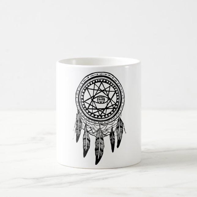 Caneca De Café Mandala da procura da visão de Dreamcatcher (Centro)