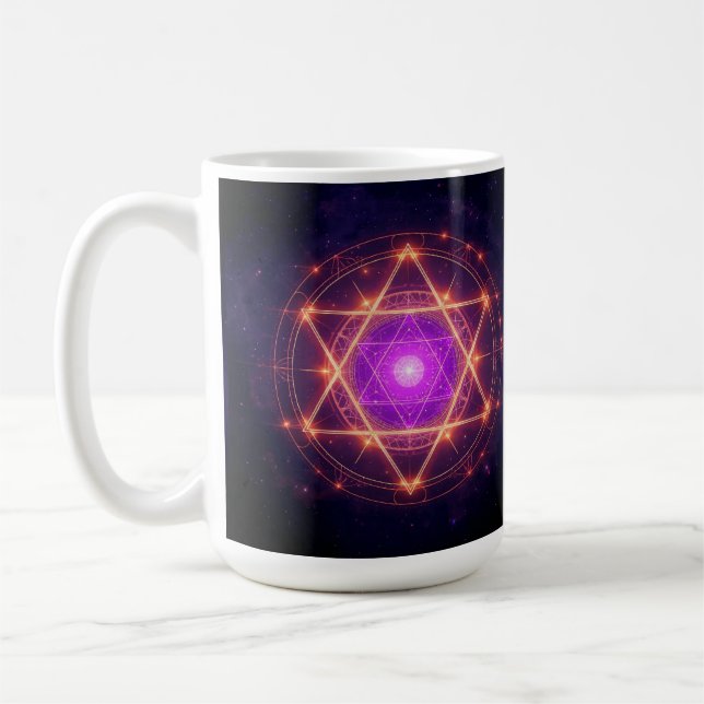 Caneca De Café Mandala de Geometria Sagrada – Luz Dentro do Cosmo (Esquerda)