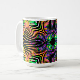 Caneca De Café Mandala de Linha Negra Laranja, Verde