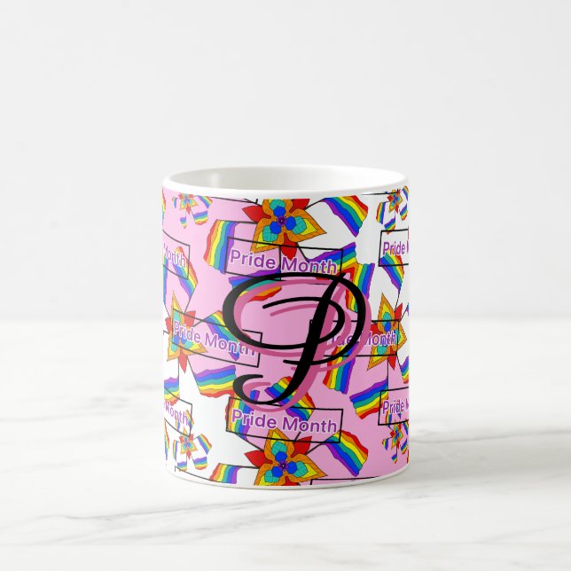 Caneca De Café Mandala de Orgulho Monograma Arco-Íris - Geométric (Centro)