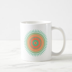 Caneca De Café Mandala design verde, laranja indiano