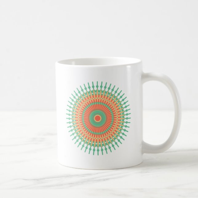 Caneca De Café Mandala design verde, laranja indiano (Direita)