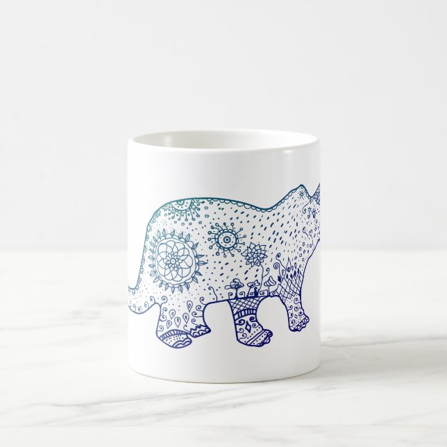 Caneca De Café Mandala Dinosaur Art Mug (Centro)