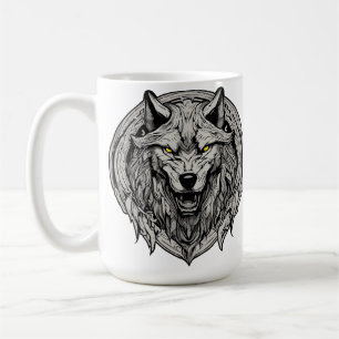 Caneca De Café Mandala do Lobo Feroz: Símbolo de Força
