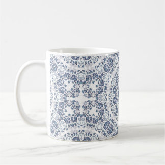Caneca De Café Mandala Floral Azul Empoeirado